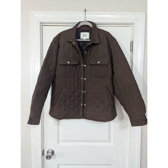 BDG quilted Shacket men's size medium brown lined snaps cotton Jacket - Picture 2 of 9